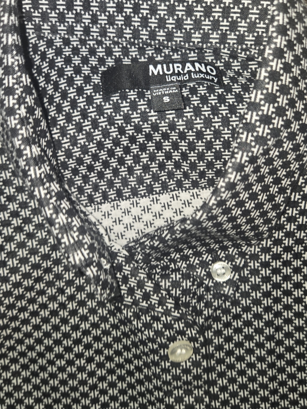 Murano Black and White Geometric Button-Down Shirt